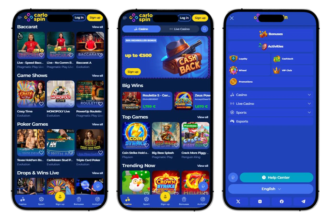 Carlospin Casino Mobiele versie en app